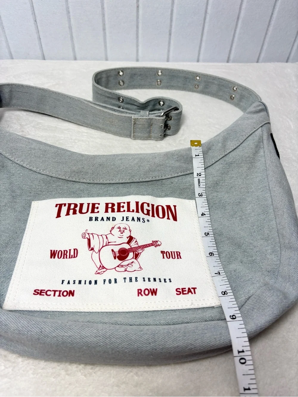 True Religion Buddha Pocket Denim HOBO in blue Crossbody bag